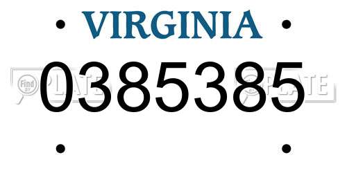 0385385 Virginia License Plate