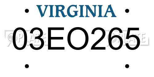 03EO265 Virginia License Plate