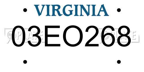 03EO268 Virginia License Plate