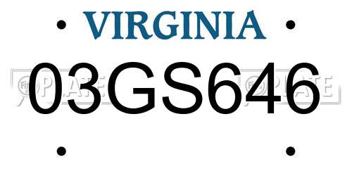 03GS646 Virginia License Plate
