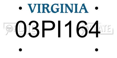 03PI164 Virginia License Plate