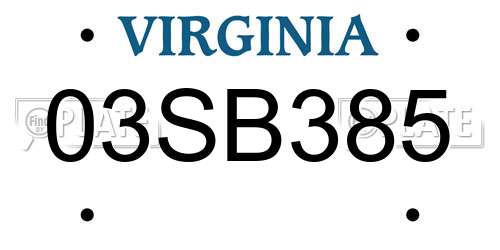 03SB385 Virginia License Plate