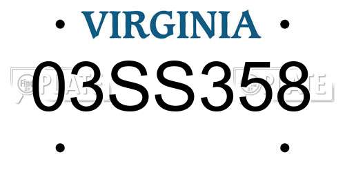 03SS358 Virginia License Plate