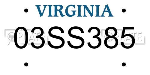 03SS385 Virginia License Plate