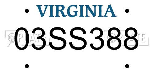 03SS388 Virginia License Plate