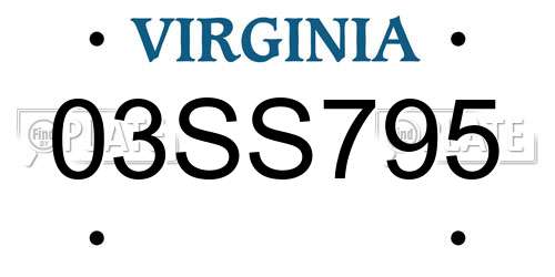 03SS795 Virginia License Plate