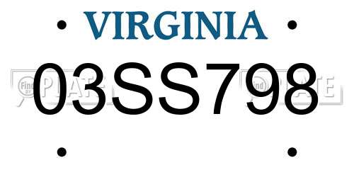03SS798 Virginia License Plate