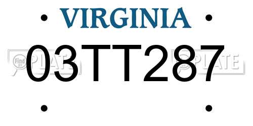 03TT287 Virginia License Plate