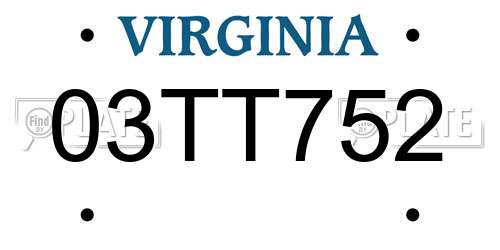 03TT752 Virginia License Plate