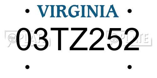 03TZ252 Virginia License Plate