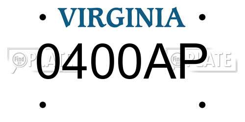 0400AP Virginia License Plate