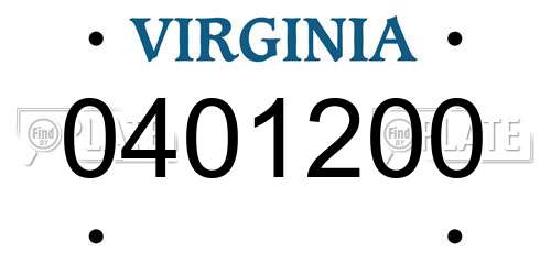 0401200 Virginia License Plate