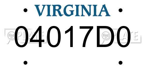 04017D0 Virginia License Plate