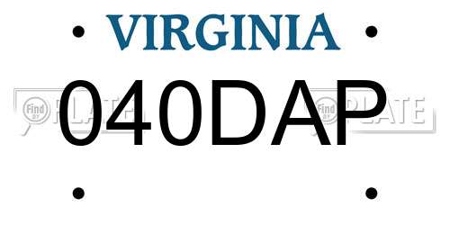040DAP Virginia License Plate