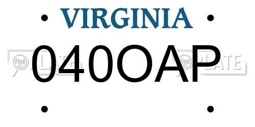 040OAP Virginia License Plate