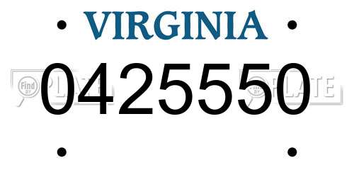 0425550 Virginia License Plate