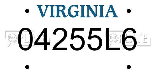 04255L6 Virginia License Plate