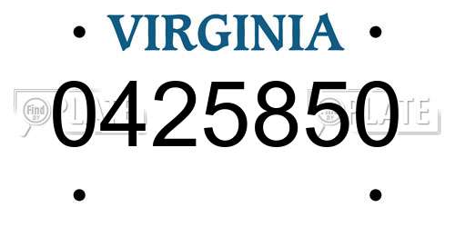 0425850 Virginia License Plate