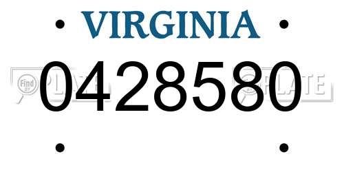 0428580 Virginia License Plate