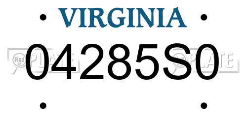 04285S0 Virginia License Plate