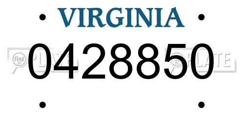 0428850 Virginia License Plate