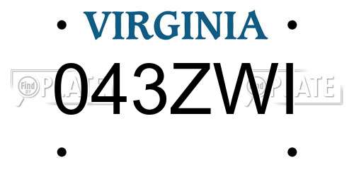 043ZWI Virginia License Plate