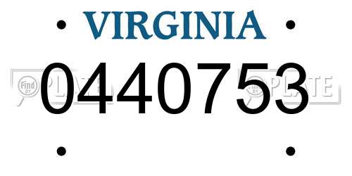 0440753 Virginia License Plate