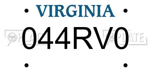 044RV0 Virginia License Plate