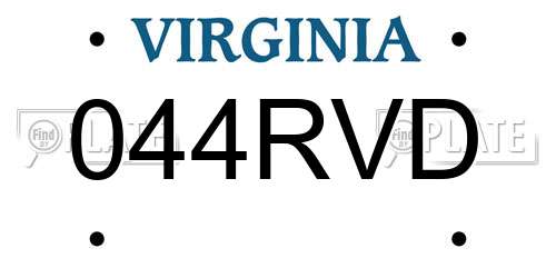 044RVD Virginia License Plate