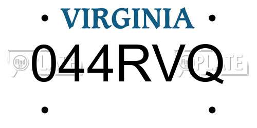044RVQ Virginia License Plate