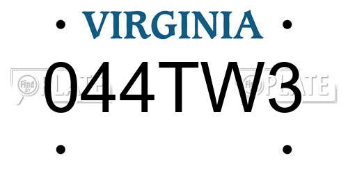 044TW3 Virginia License Plate