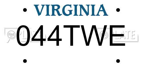 044TWE Virginia License Plate