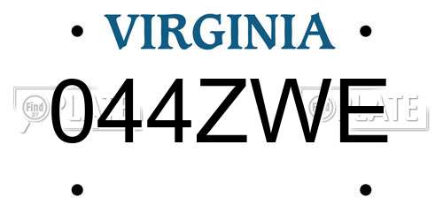 044ZWE Virginia License Plate