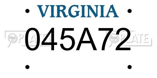 045A72 Virginia License Plate