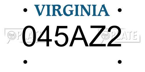 045AZ2 Virginia License Plate
