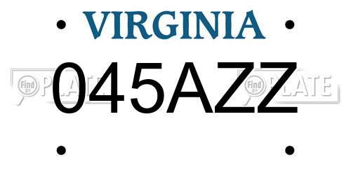 045AZZ Virginia License Plate