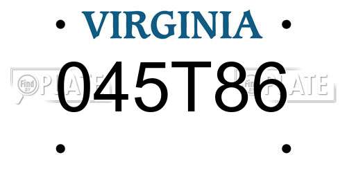 045T86 Virginia License Plate