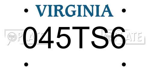 045TS6 Virginia License Plate