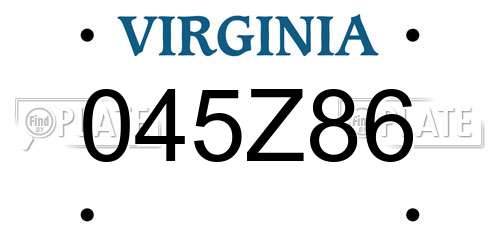 045Z86 Virginia License Plate