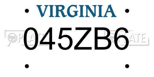 045ZB6 Virginia License Plate