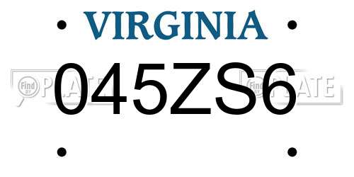 045ZS6 Virginia License Plate
