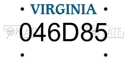 046D85 Virginia License Plate