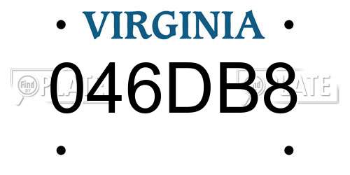 046DB8 Virginia License Plate