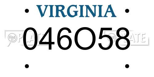 046O58 Virginia License Plate