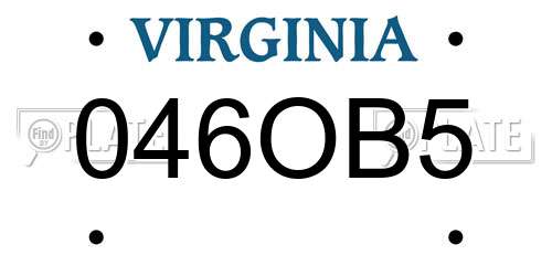 046OB5 Virginia License Plate