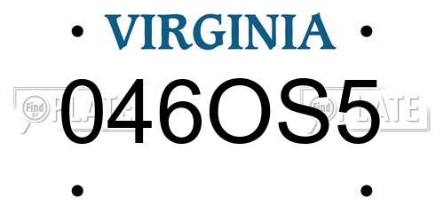 046OS5 Virginia License Plate