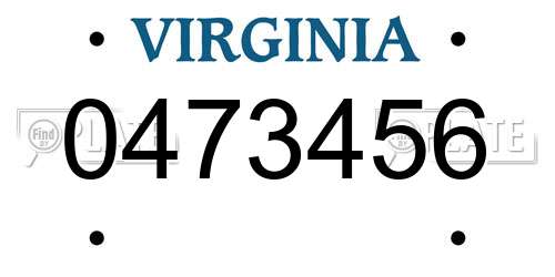 0473456 Virginia License Plate