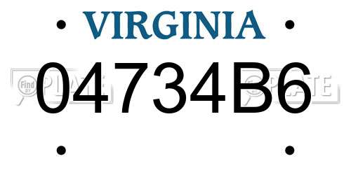 04734B6 Virginia License Plate