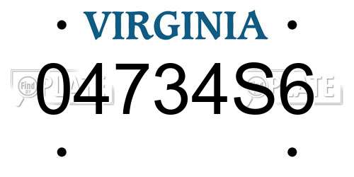 04734S6 Virginia License Plate