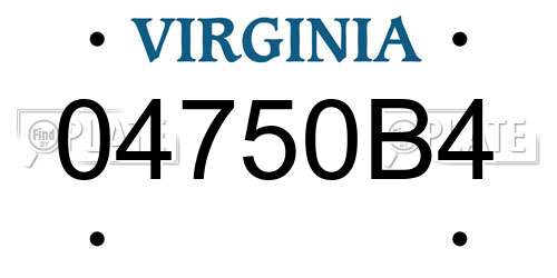04750B4 Virginia License Plate
